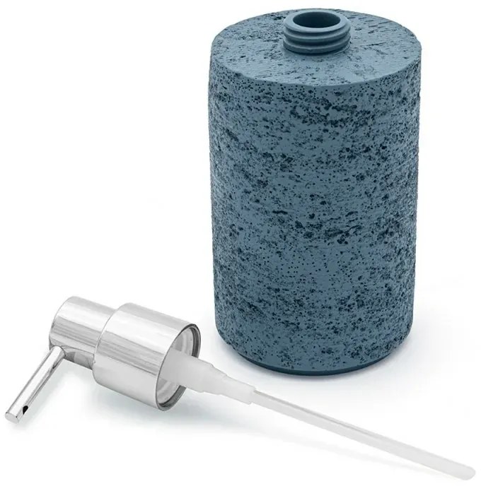 Set accessori bagno dispenser e portaspazzolini turchese cobalto resina effetto pietra Matera