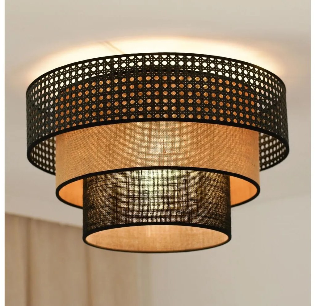 Brilagi - Lampada da soffitto DAKOTA LUNETA 1xE27/15W/230V Ø45 cm nero/rattan