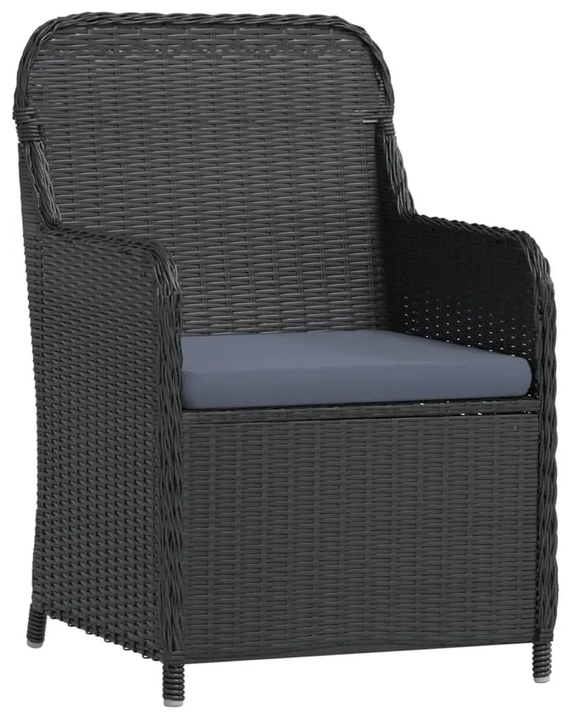 Set mobili da pranzo da giardino 9 pz con cuscini nero