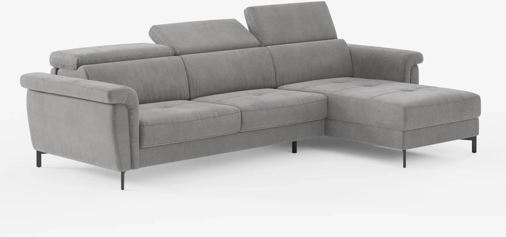 Capri Divano letto angolare con penisola contenitore e poggiatesta reclinabili - elegante tessuto smacchiabile T30