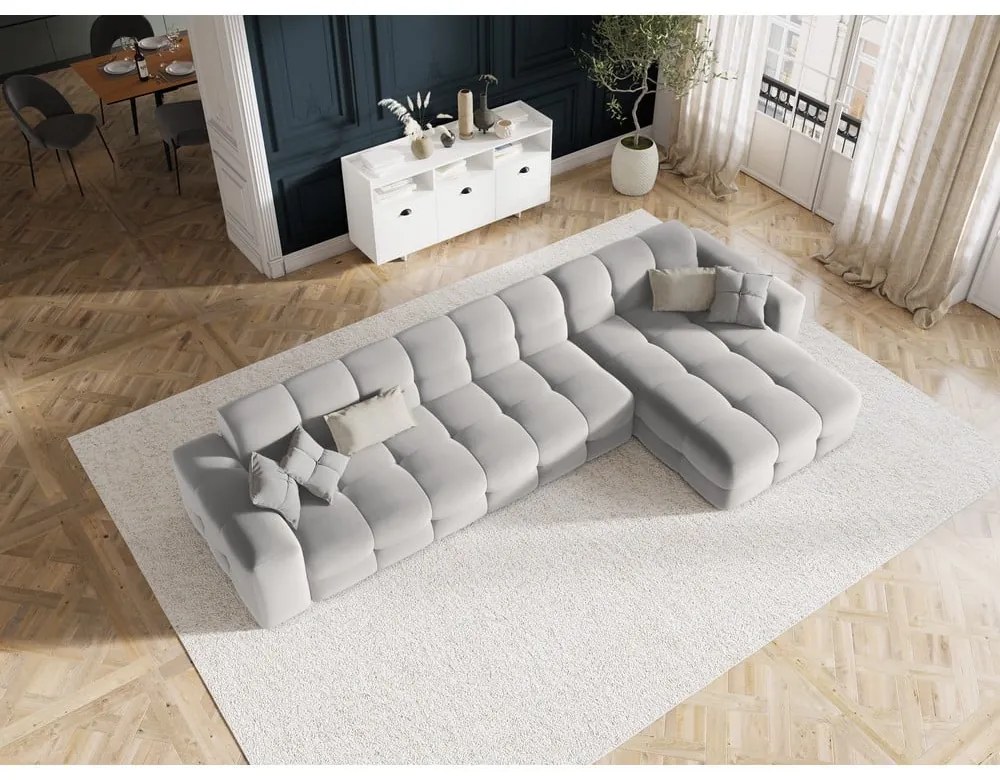 Divano angolare in velluto grigio chiaro (angolo destro) Kendal - Micadoni Home