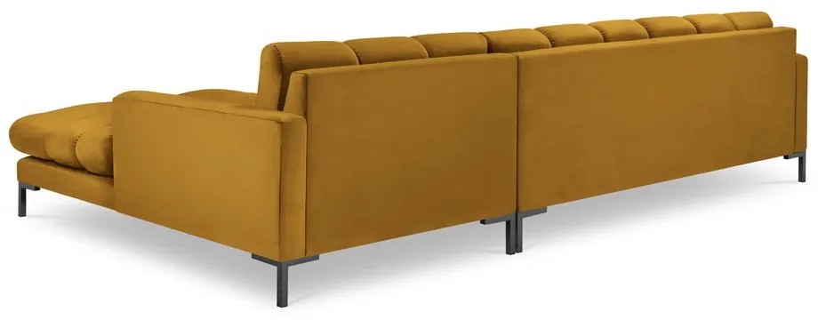Divano angolare in velluto giallo, angolo destro Bali - Cosmopolitan Design