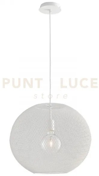 Lampadario a sospensione rete in metallo esedra bianca 1 luce attac...