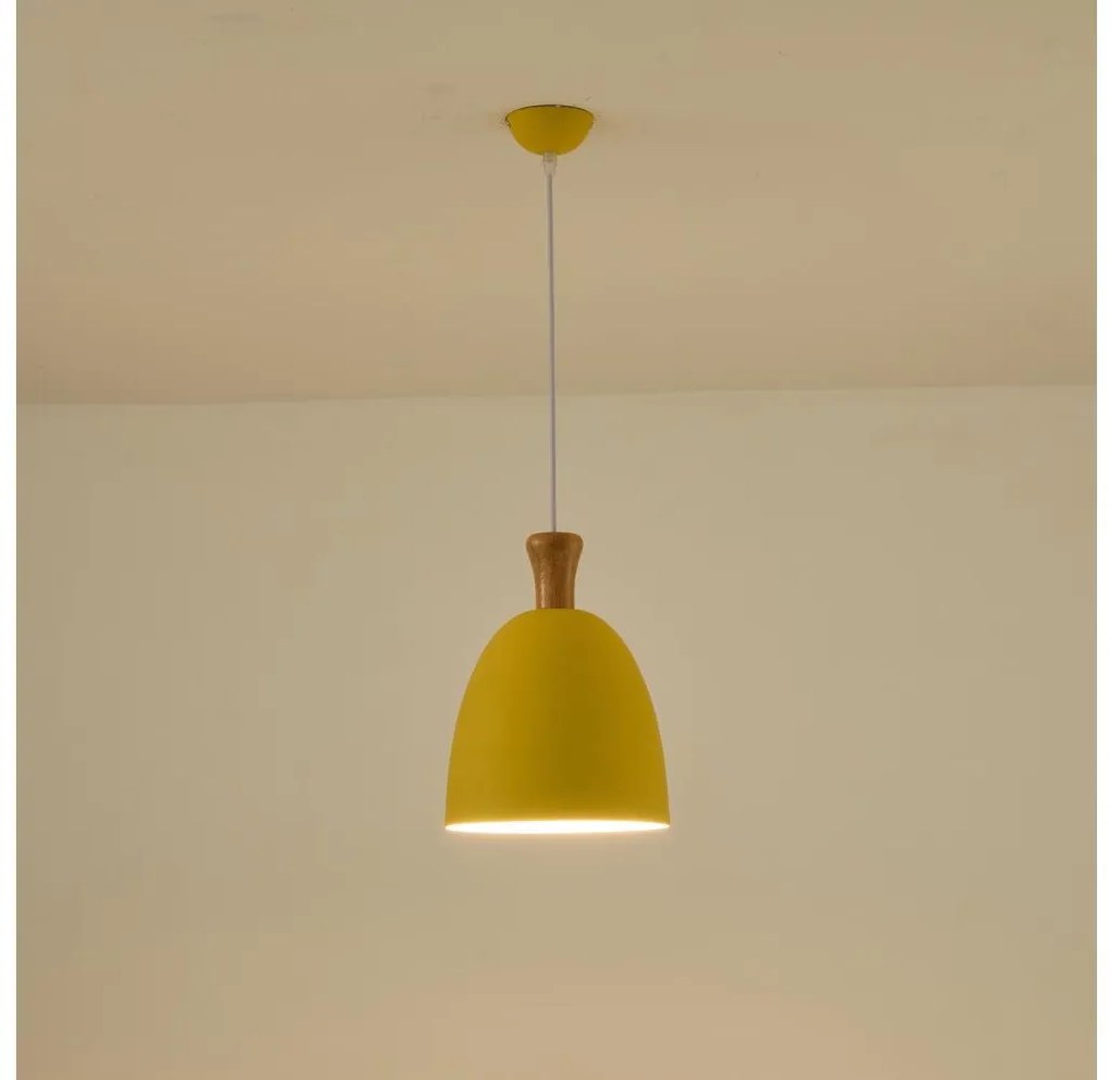 Lampadario a sospensione con filo 1xE27/15W/230V giallo diametro 23 cm