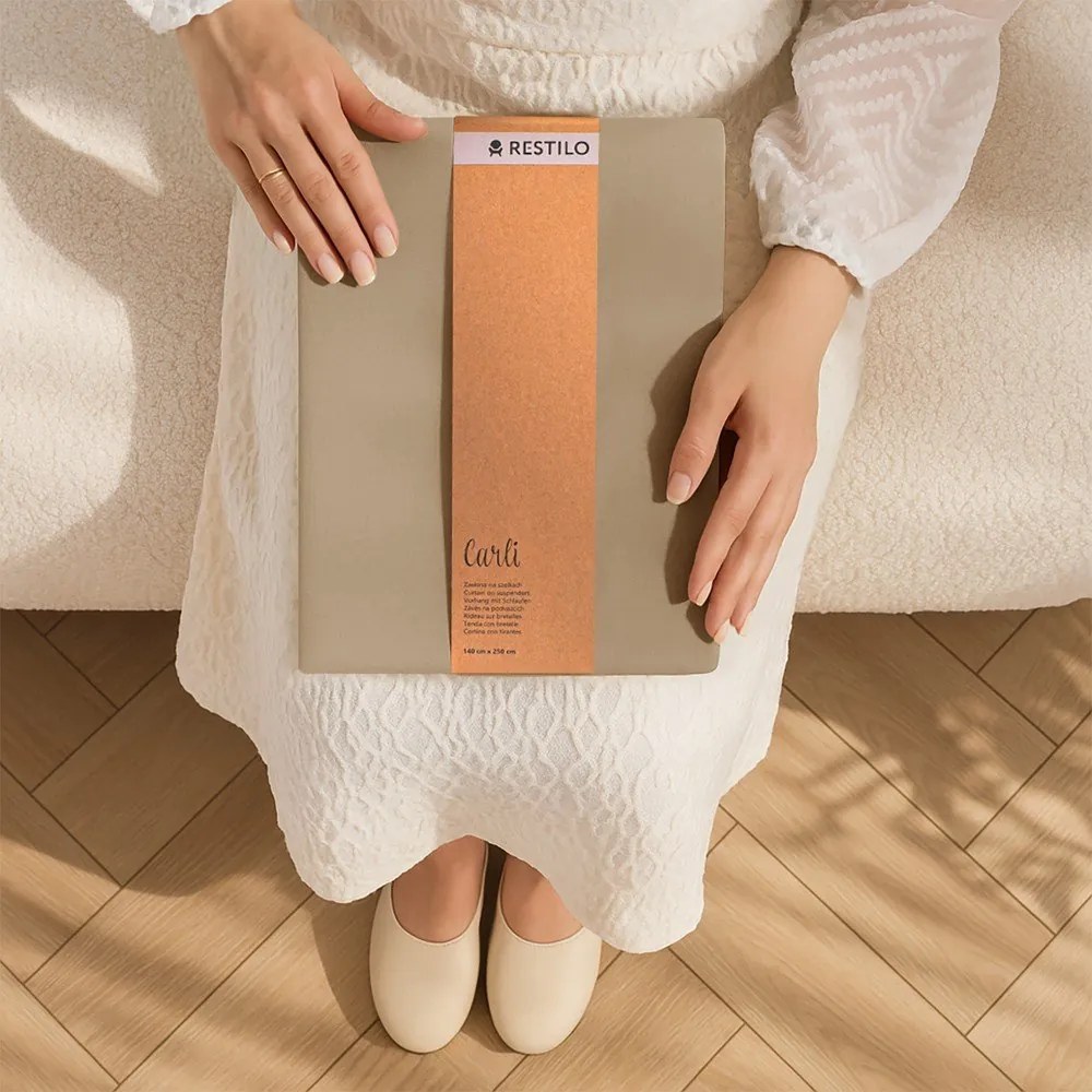 Tenda parzialmente oscurante beige 140x250 cm Carli Tie – Restilo