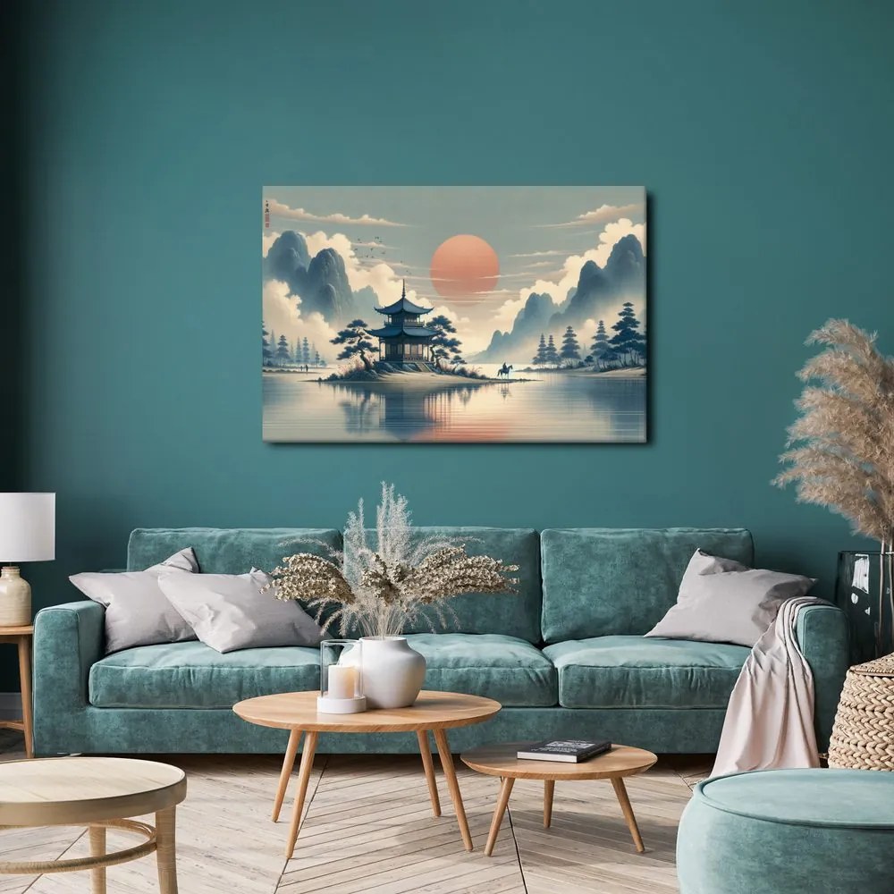 Quadro su tela – Tempio giapponese e lago