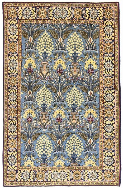 Ghom Tappeto persiano 210 x 140 Blu (Iran) Annodato A Mano