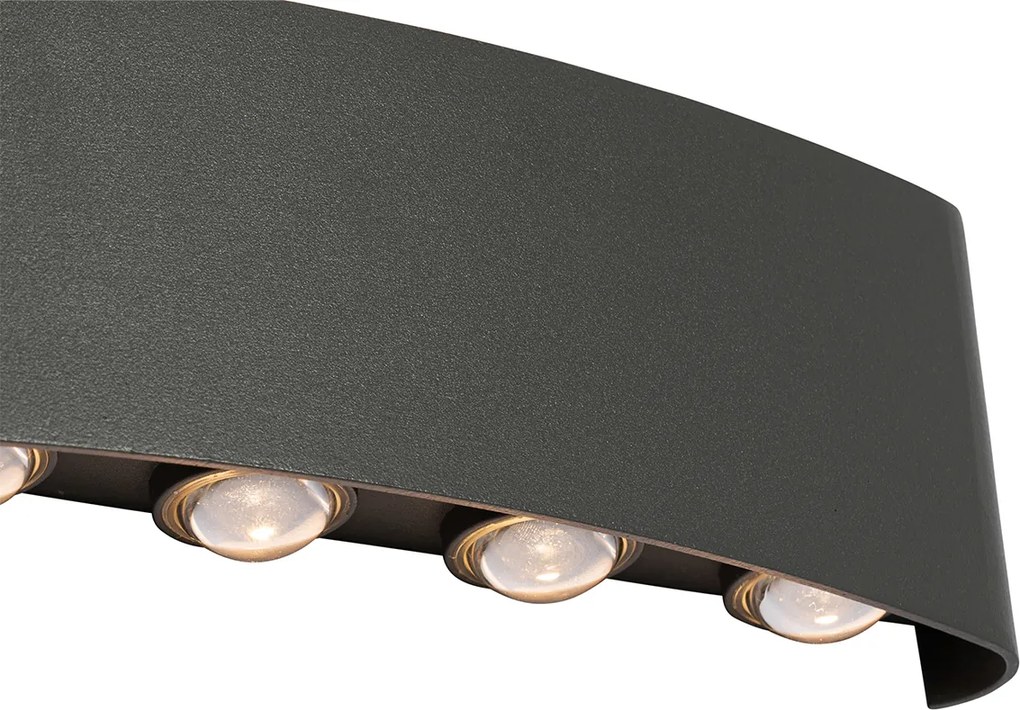 Lampada da parete per esterni grigio scuro con LED 10 luci IP54 - Silly