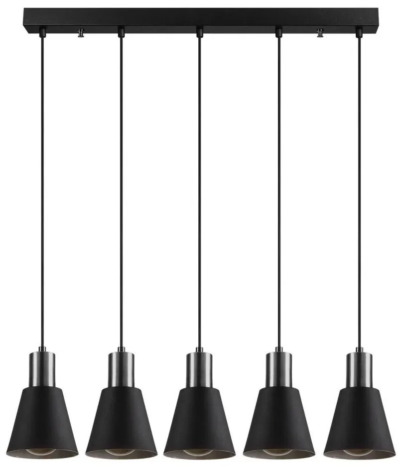 Lampadario a sospensione con cavo KEM 5xE27/40W/230V nero