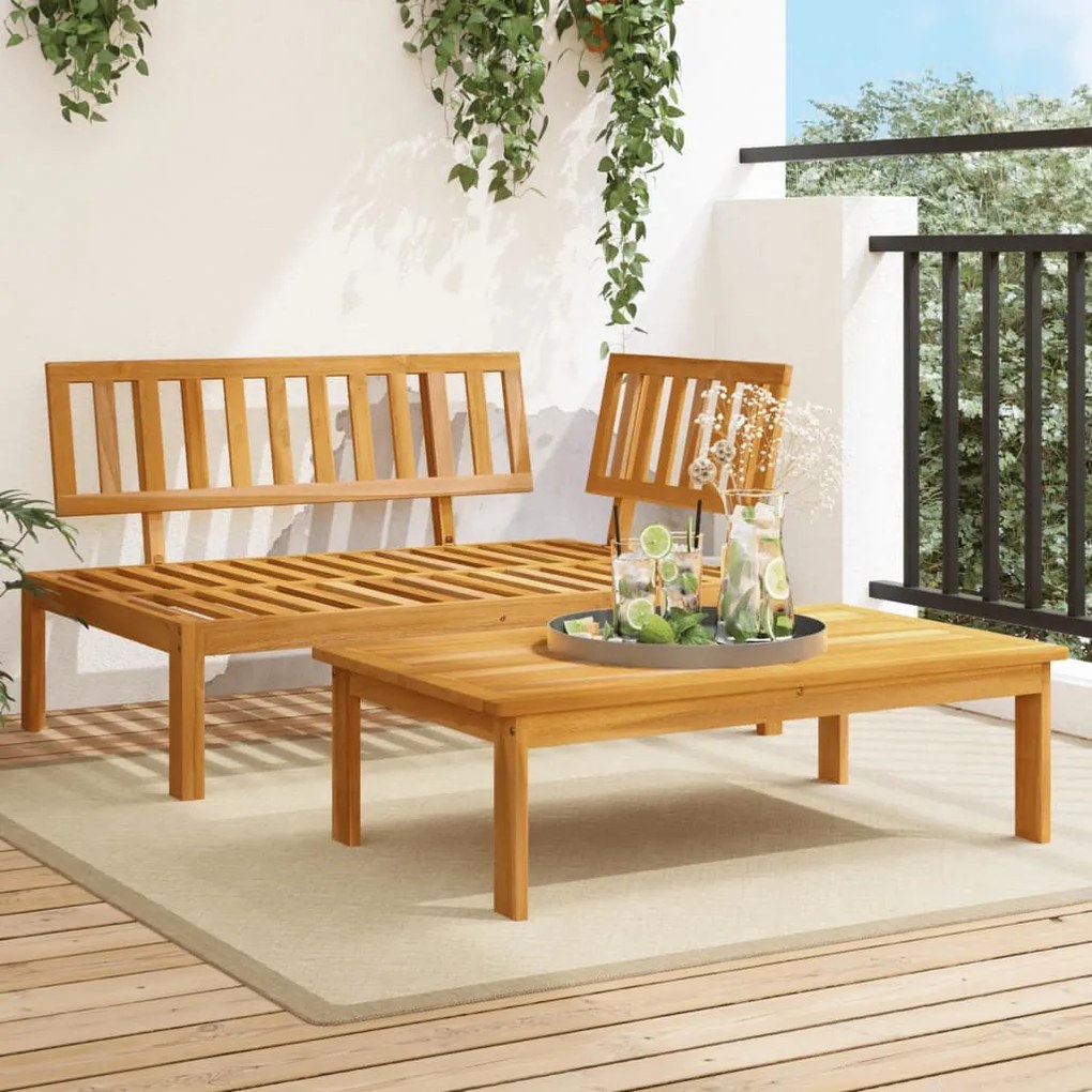 Set divani pallet da giardino 2pz in legno massello di acacia