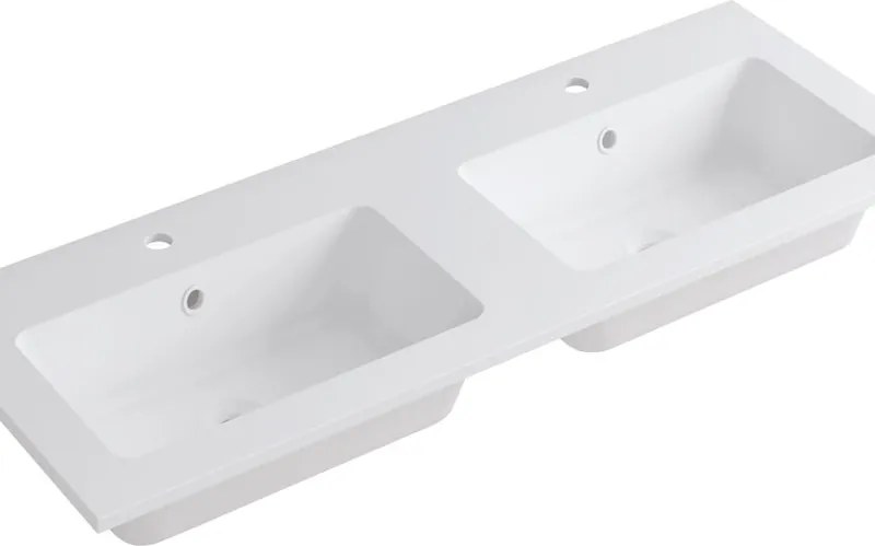Lavabo a incasso rettangolare L 120.5 x H 14 x P 46 cm in resina bianco opaco