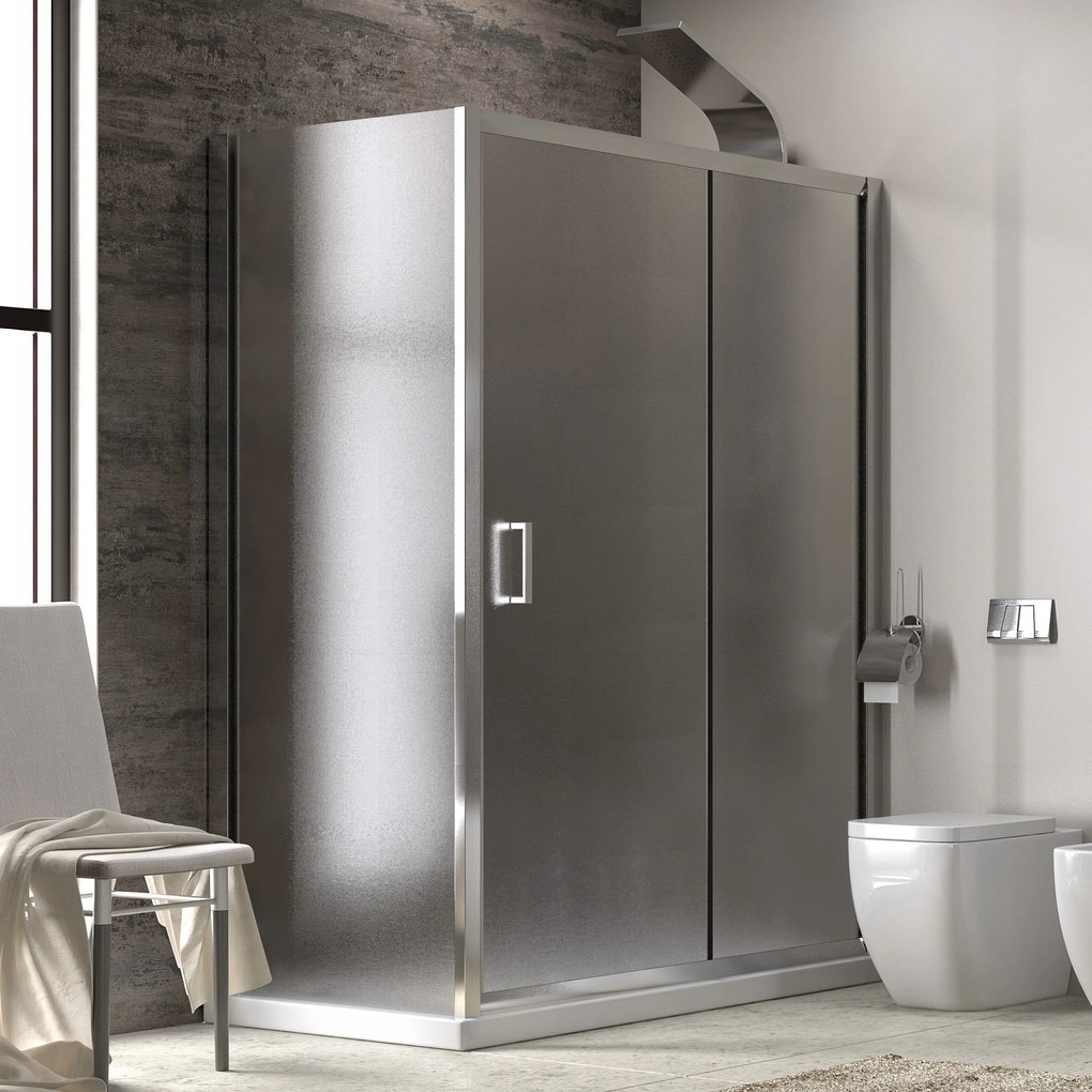 Box doccia 150x90 cm vetro opaco altezza 180cm laterale fisso 90cm |  K410NS - KAMALU