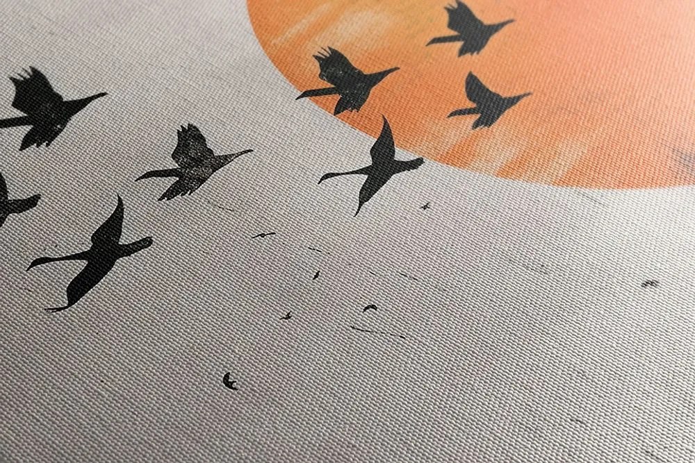 Quadro su tela – Japandi luna arancione