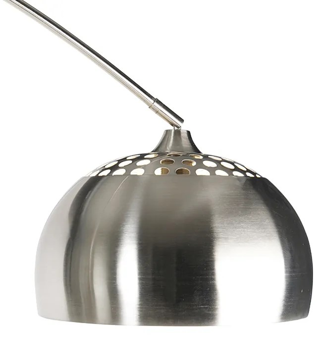 Lampada da terra ad arco in acciaio con base in marmo bianco e paralume in acciaio - Arc XXL