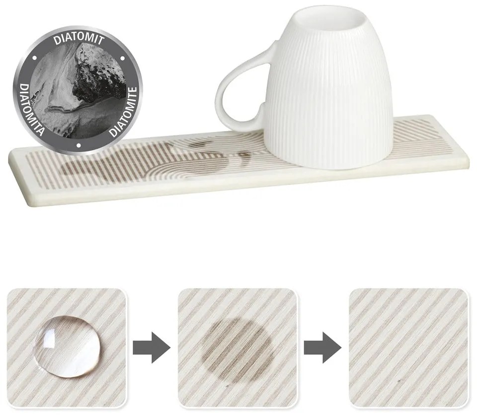 Tappetino scolapiatti beige in diatomite 30x8 cm Damon – Wenko