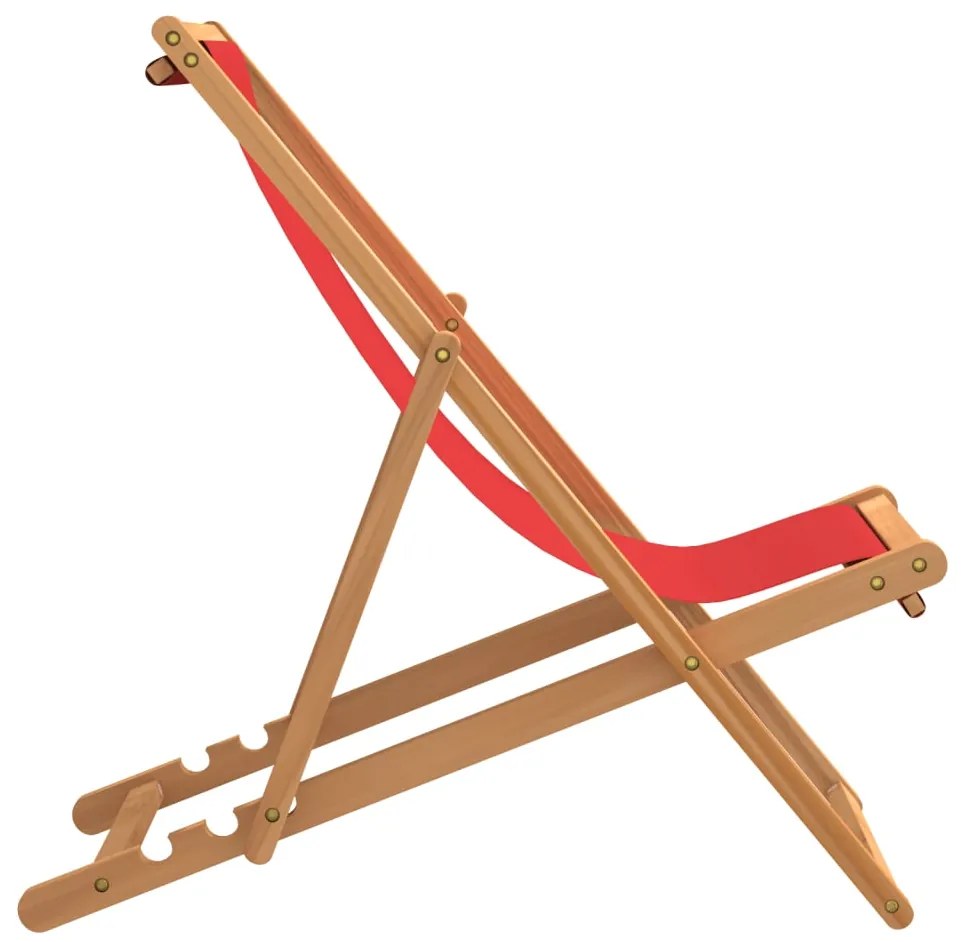 Sedia da spiaggia pieghevole in legno massello di teak rossa