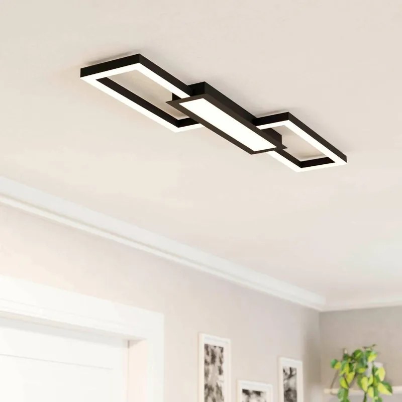 Plafoniera LED Monirote, nero 78x26 cm, luce naturale dimmerabile, 4450 lumen EGLO