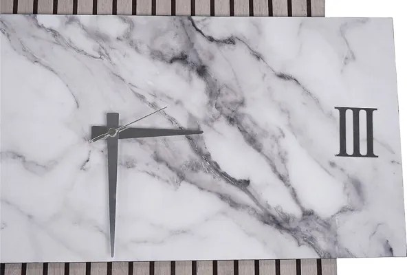 Orologio 72x58 cm in legno cannettato tortora e marmo