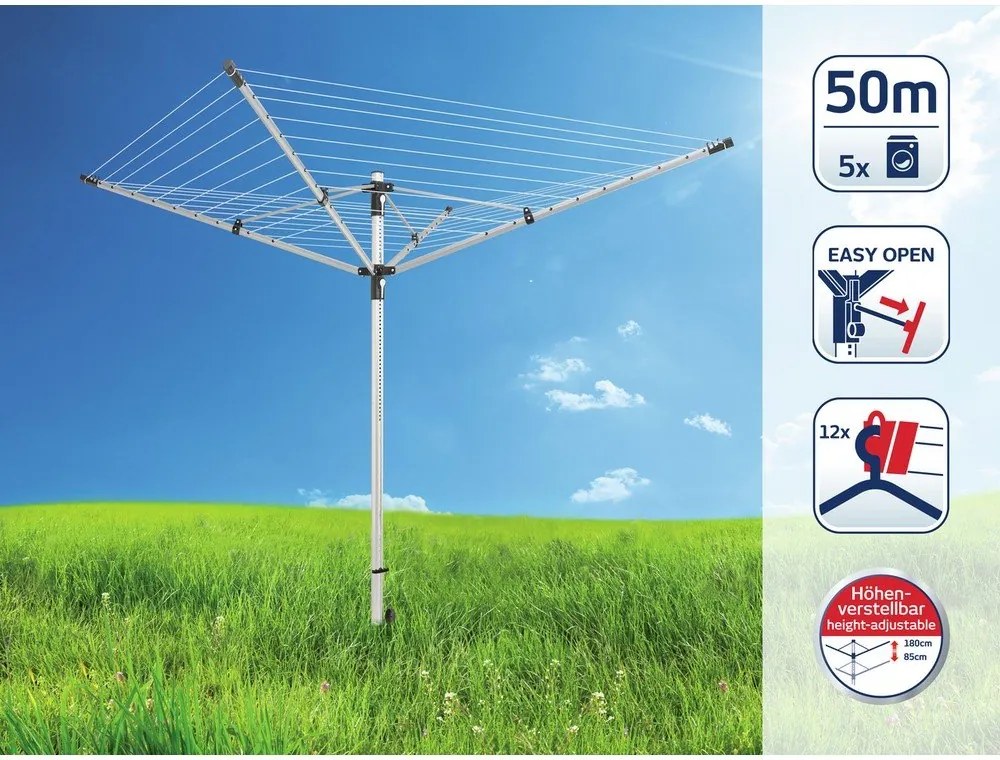 Stendino da giardino argentato 50 m LinoLift 500 – LEIFHEIT