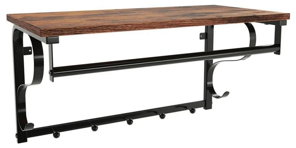 Appendiabiti da parete con mensola NATE marrone/nero