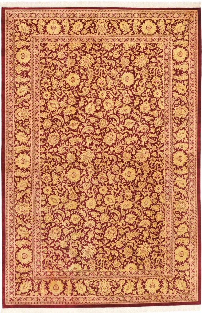 Ghom Tappeto 190x130 Rosso (Iran) Annodato A Mano