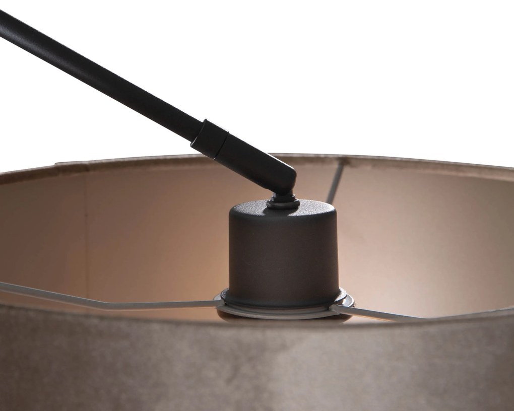 Lampada a Sospensione Nera con Paralume in Velluto Tortora 35cm - Blitz
