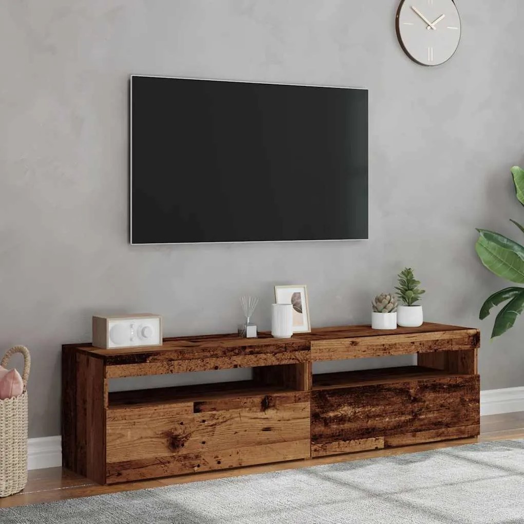 Mobili porta tv con led 2 pz legno antico in legno multistrato