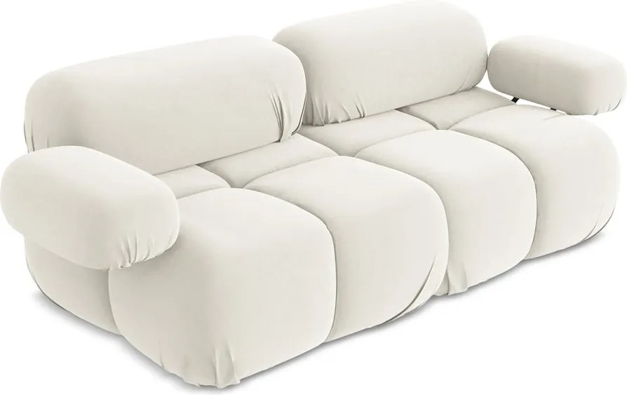 Divano componibile bianco con rivestimento in velluto 190 cm Lokua – Makamii