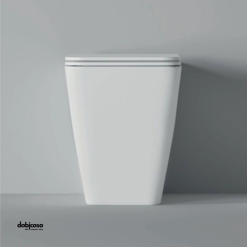 Alice Ceramica "Hide Square" Wc a Terra FiloParete Bianco Lucido S/Brida