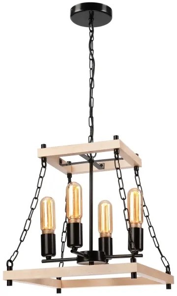 Lampadario a sospensione con catena JASPER 4xE27/60W/230V faggio/beige