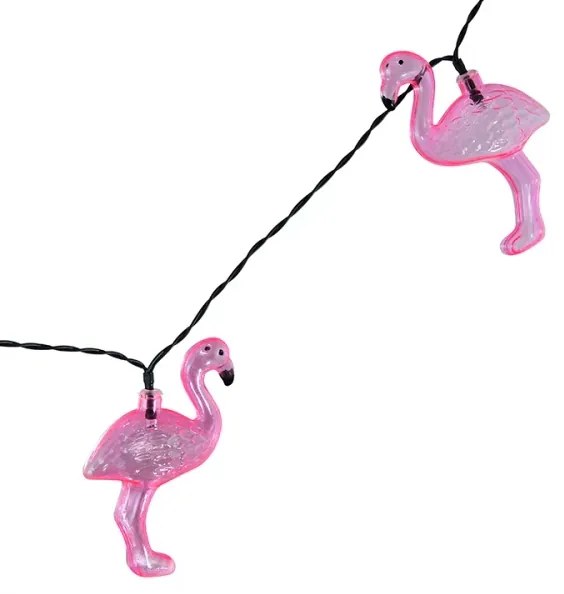 LED Catena decorativa solare 10xLED/1,2V 300 mAh 3,8 m IP44 fenicottero