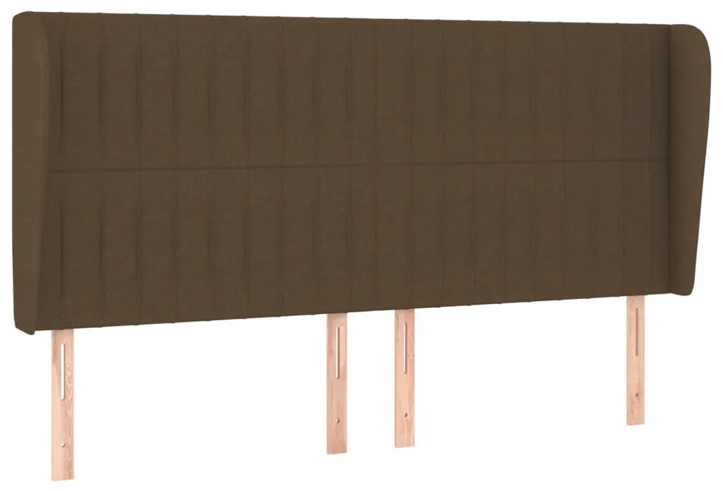 Testiera ad orecchio marrone scuro 203x23x118/128 cm in tessuto