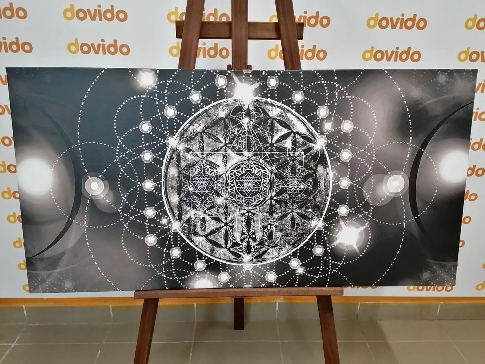 Stampa su tela – Mandala affascinante in bianco e nero