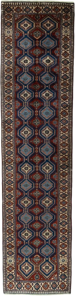 Yalameh Tappeto 340 x 80 Rosso (Iran) Annodato A Mano