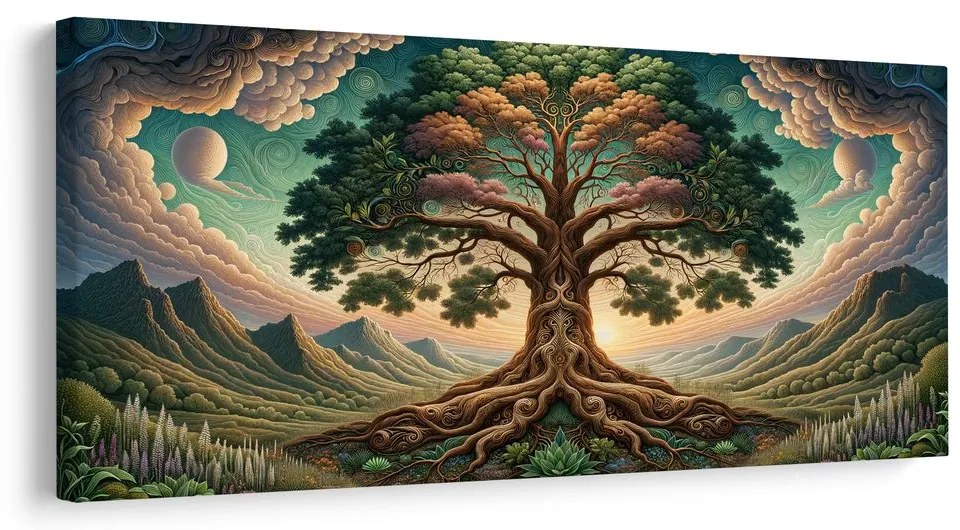 Quadro su tela – Misterioso albero della vita sotto il cielo