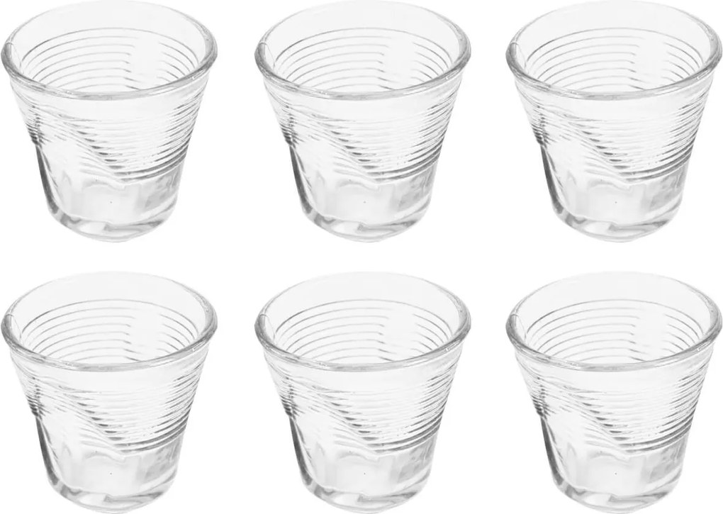 Set 6 Tazzine da Caffè Accartocciati Ø6,5 cm in Vetro Pressato Kaleidos Trasparenti...