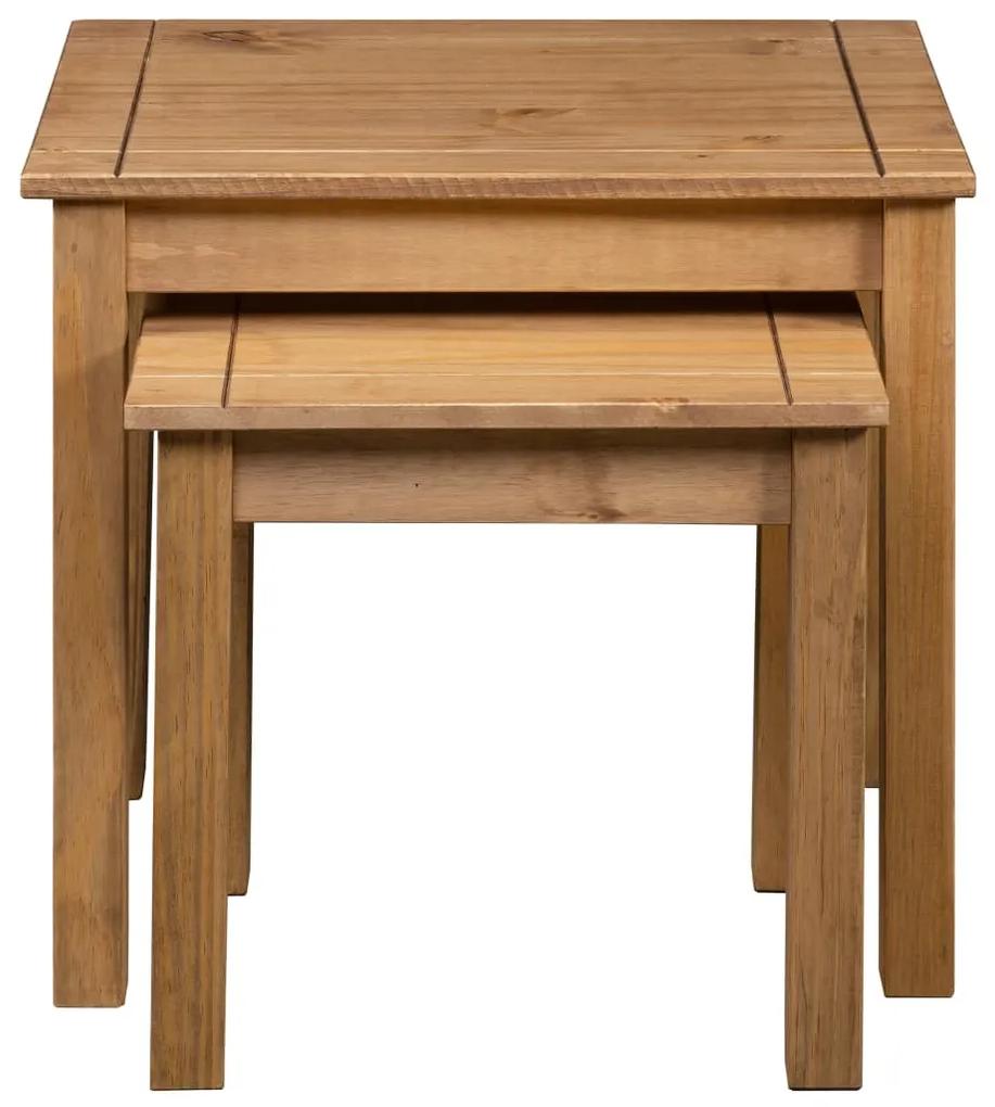 Tavolini impilabili 2 pz in legno massello di pino panama