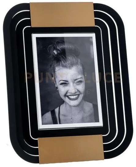 Portafoto di design tudor grande nero ,oro laccato in ferro e polim...