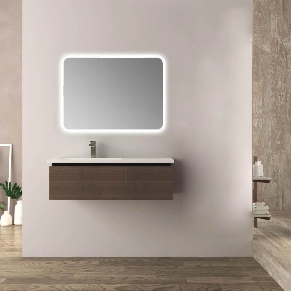 Mobile da bagno 100 cm rovere scuro Mono Slide finitura soft