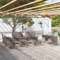 Set Divani da Giardino 8 pz con Cuscini in Polyrattan Grigio 3095959