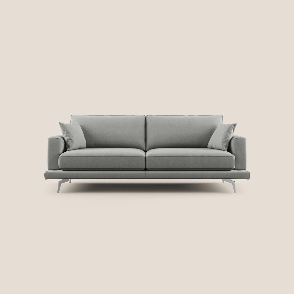 Dorian divano moderno in tessuto morbido antimacchia T05 grigio 218 cm
