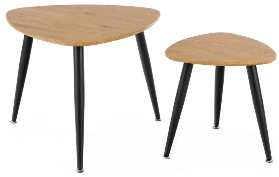 SET 2x Tavolino NICEA diametro 40/60 cm oro quercia/nero