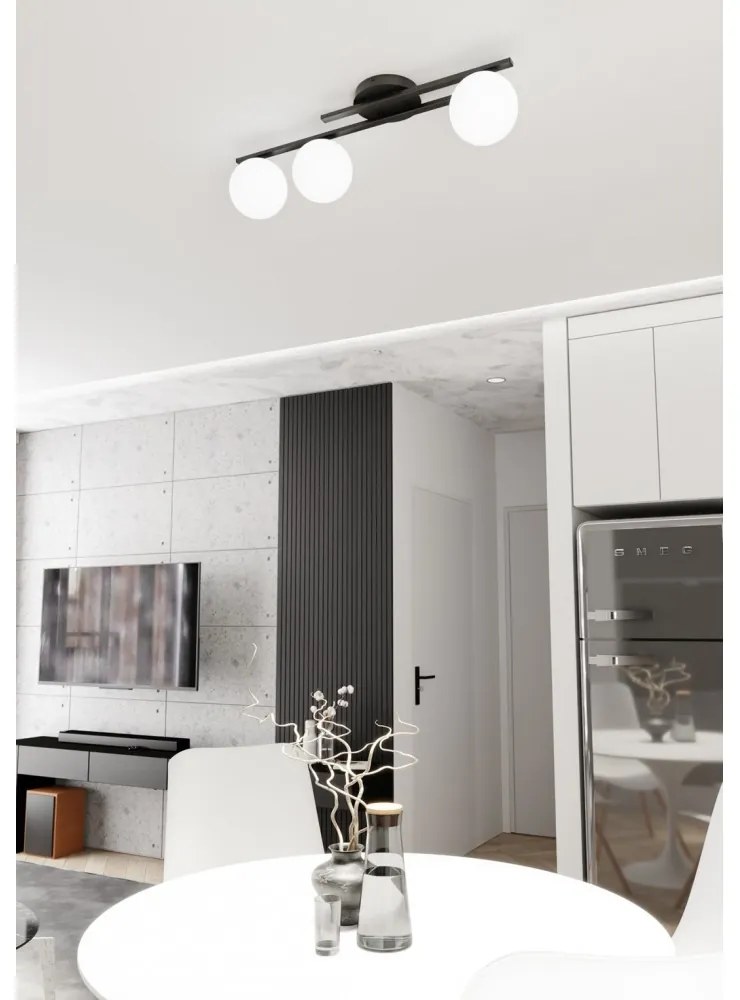 Lampada da soffitto in acciaio KAIRO 3 da interno 3xE14 Colore del corpo Nero e Bianco