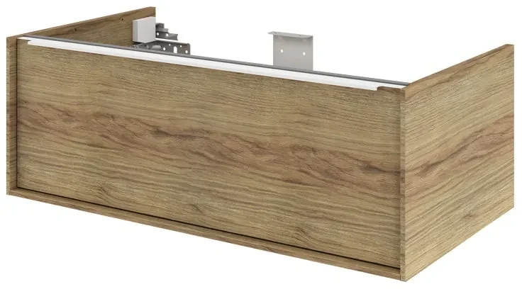 Mobile da bagno sotto lavabo SENSEA Neo marrone satinato L 90 x H 32 x P 48 cm 1 cassetto, lavabo non incluso