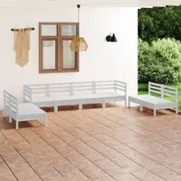 Set Divani da Giardino 8 pz Bianco in Legno Massello di Pino 3082573