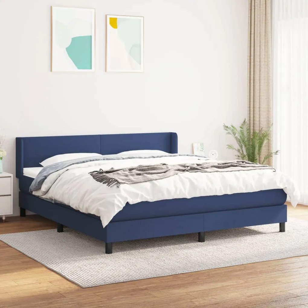 Giroletto A Molle Con Materasso Blu 160x200 Cm İn Tessuto /
