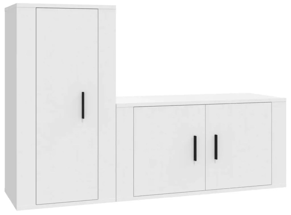 Set di mobili porta tv 2 pz bianco in legno multistrato