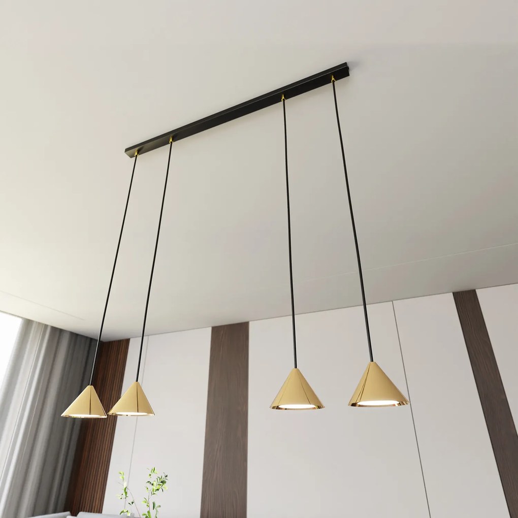 Sospensione Minimal Skadi 4 Luci In Acciaio Oro