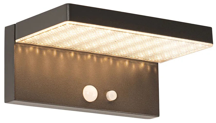 Lampada da parete per esterni grigio scuro con LED e luce dimmerabile a energia solare - Sunnie
