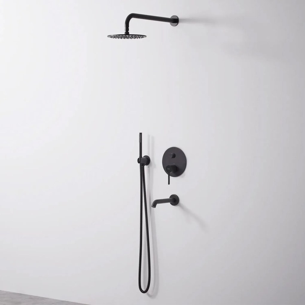 Set da vasca-doccia da incasso Rea Lungo Black + BOX